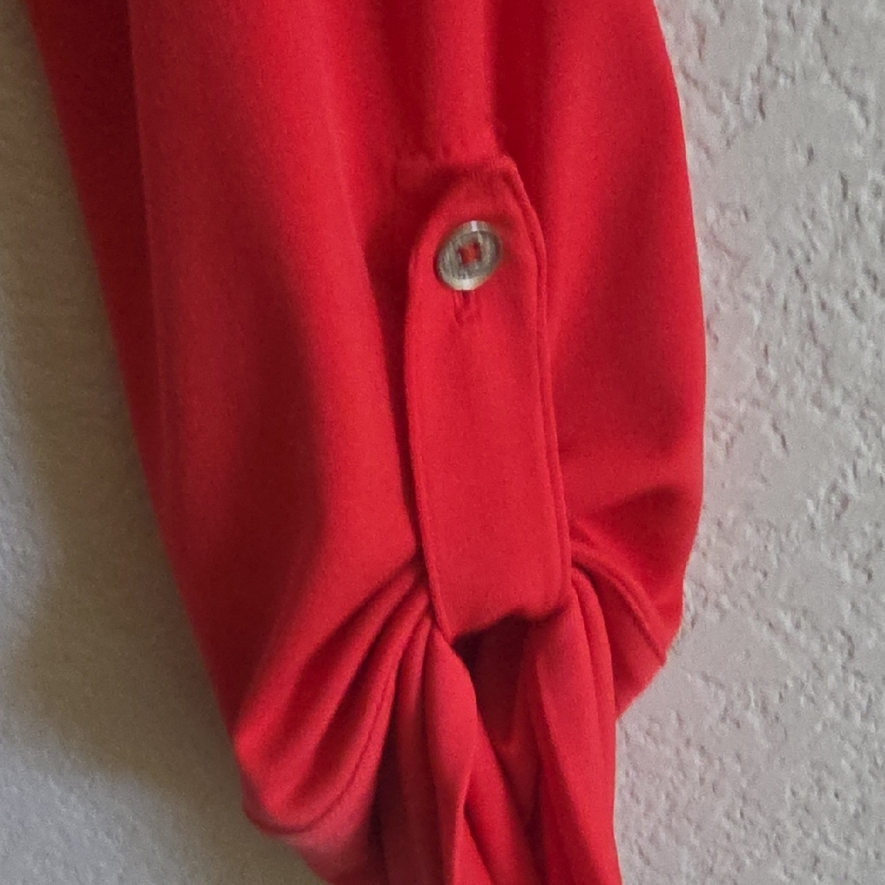 Michael Kors Red Lace-Up Long Sleeve Dress - Picture 5 of 5
